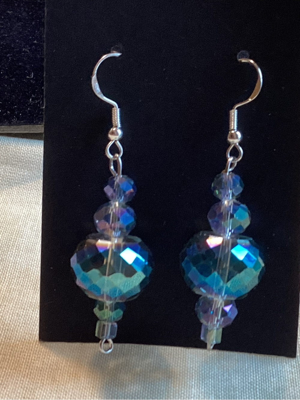 NWOT. AB Crystalline Drop Dangle Earrings on Sterling Silver Fishhook Wires